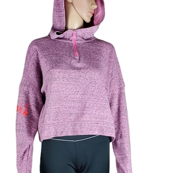Under Armour Purple & Florescent Orange Cropped Hoodie Sweatshirt - Picture 2 of 6